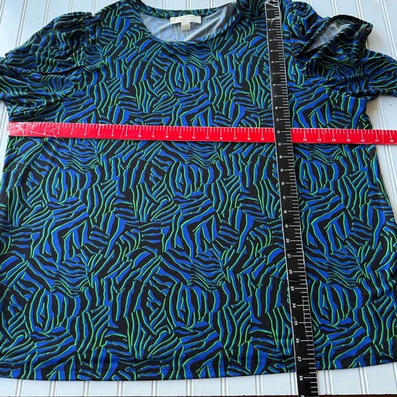 Michael Kors Liquid Knit blue black short sleeve blouse size 3X - Picture 9 of 10